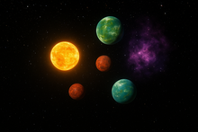 Laden Sie das Bild in den Galerie-Viewer, Star system Etamin from the constellation Draco, visualization and real astro photographs by Ralf Christoph Kaiser, original color, enlarged 1600%, with original raw files, complete fan package