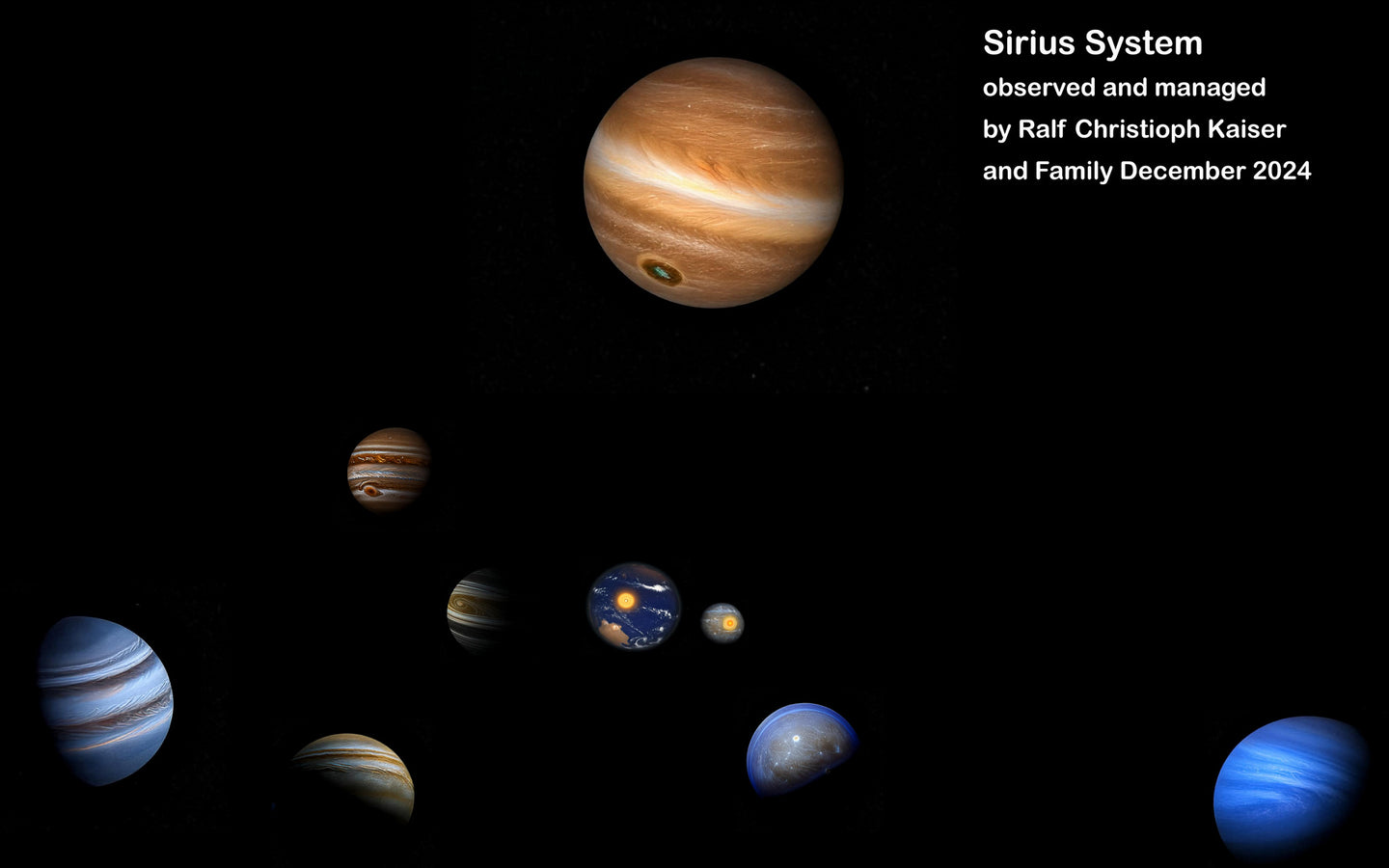 Sirius System Visualization with Adobe Express based on observation data from Ralf Christoph Kaiser and his family digital Poster High-resolution tiff and JPG